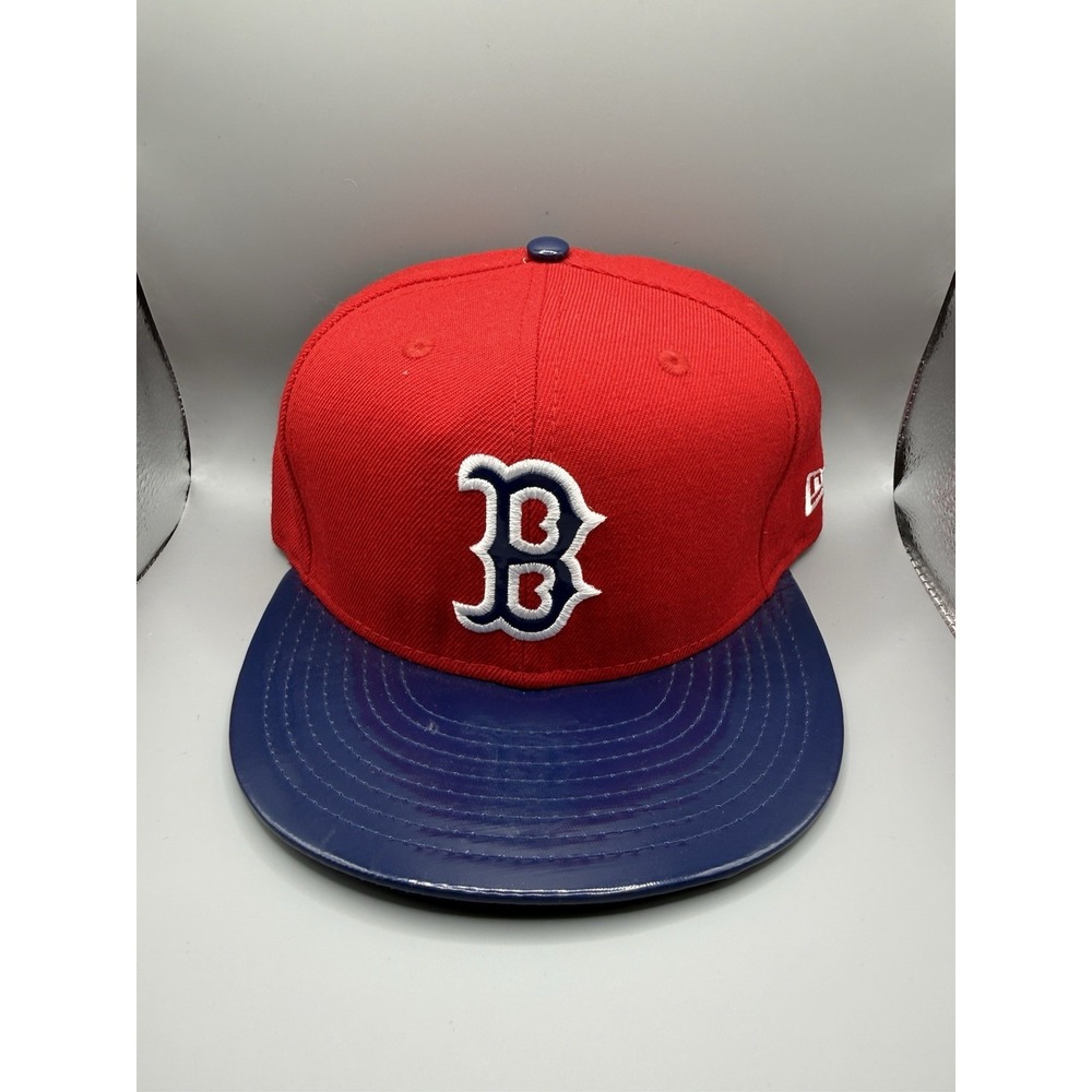 Boston Red Sox New Era 59FIFTY Fitted Hat 7 1/4 Red Navy Glossy Brim MLB
